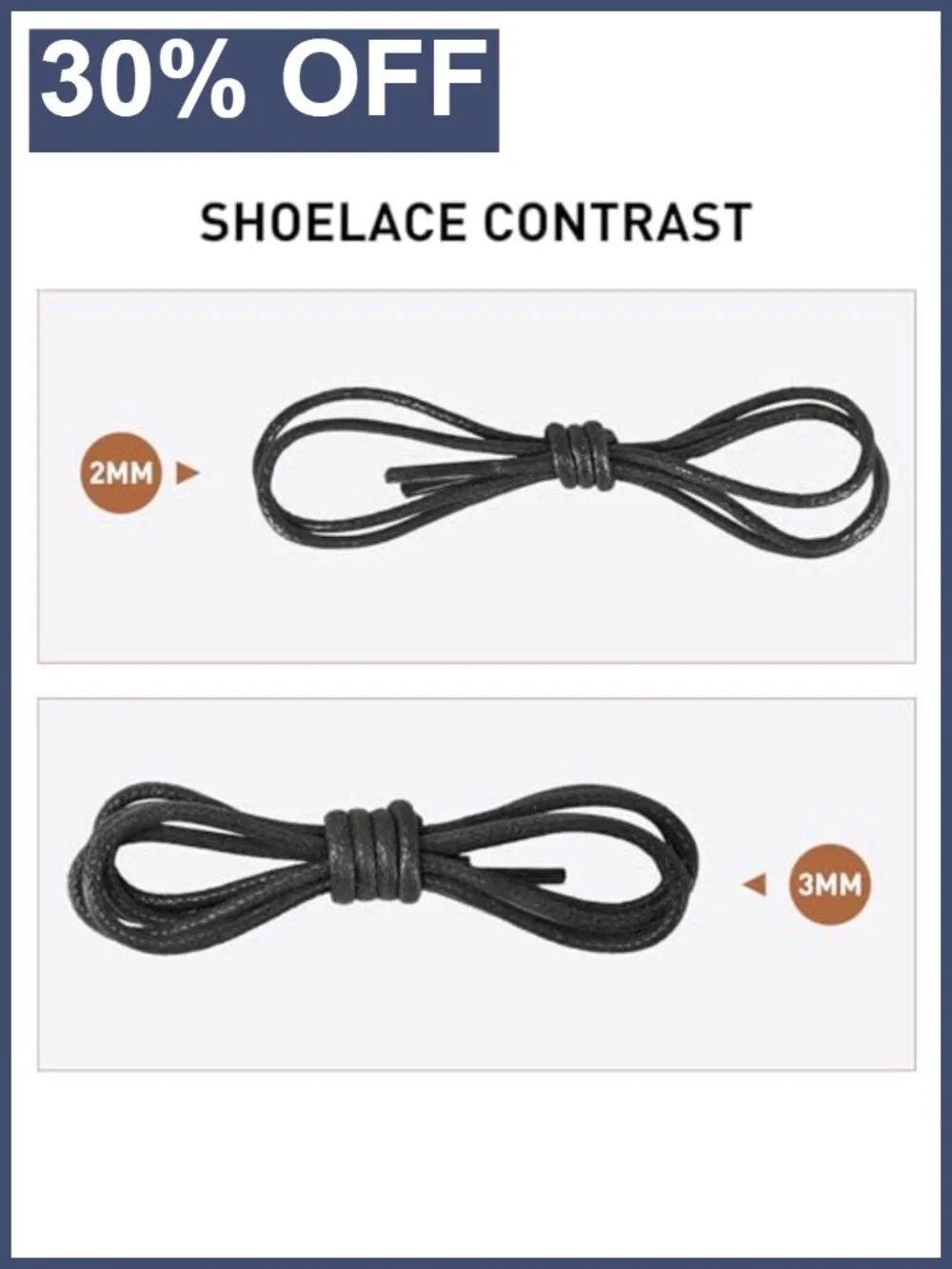 Waxed Cotton 2mm Round Dress Shoe Laces for Oxfords Derbys 36in
